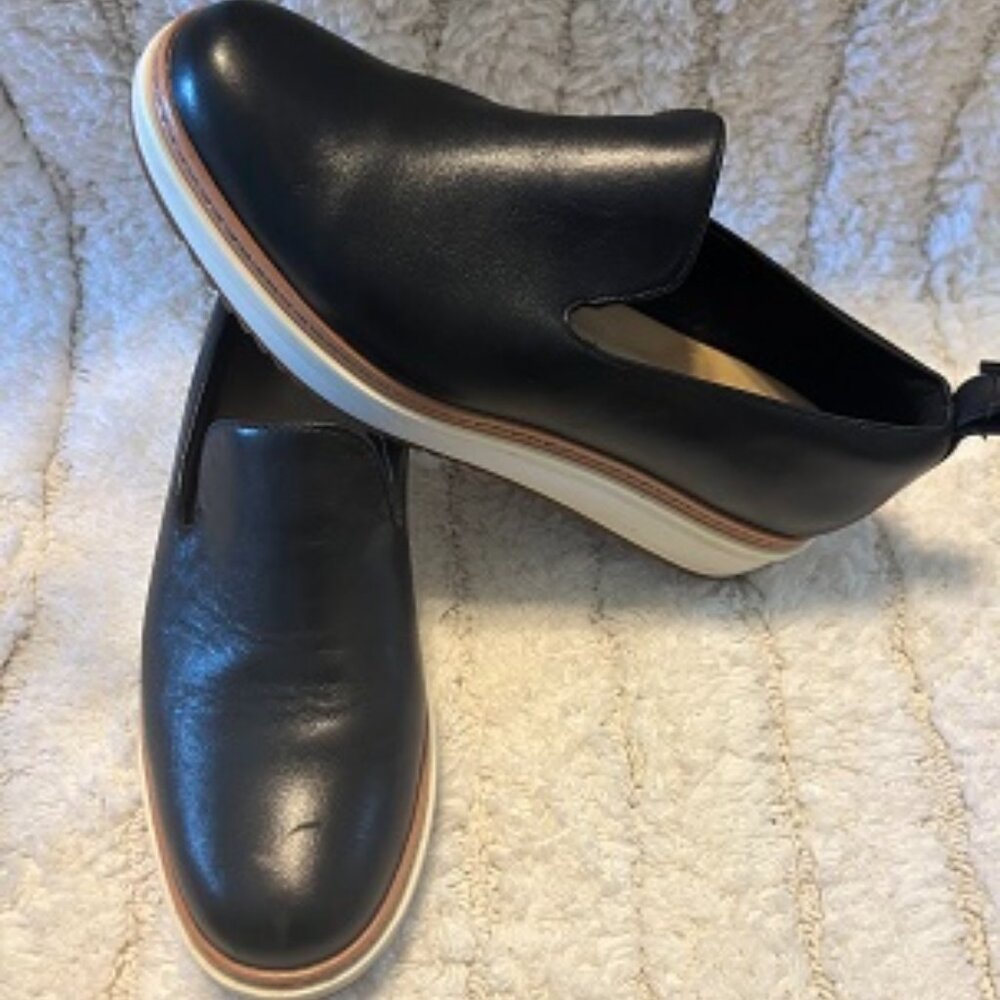 Clarks Black and White Loafers